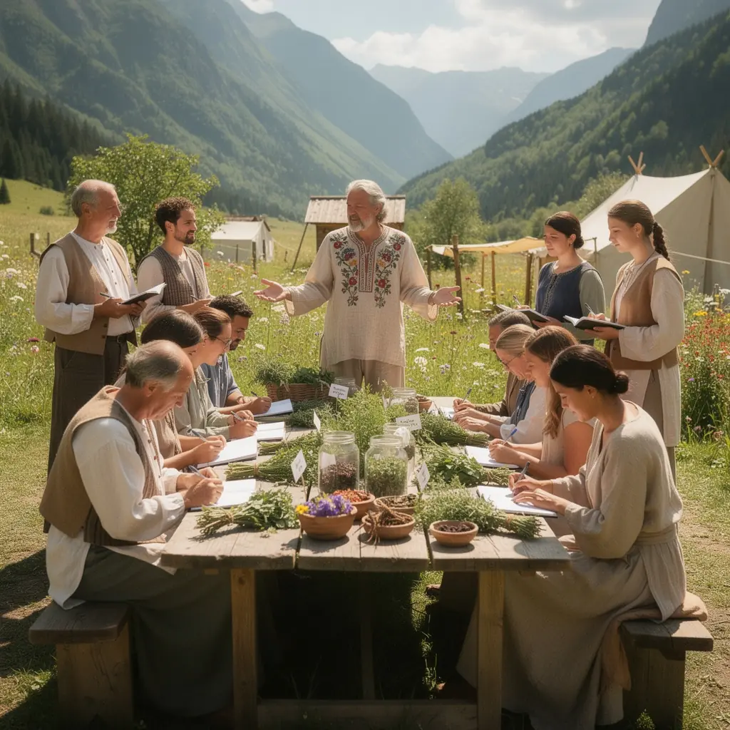 Ručne zbierané bylinky sušené na slnku v prútenom košíku