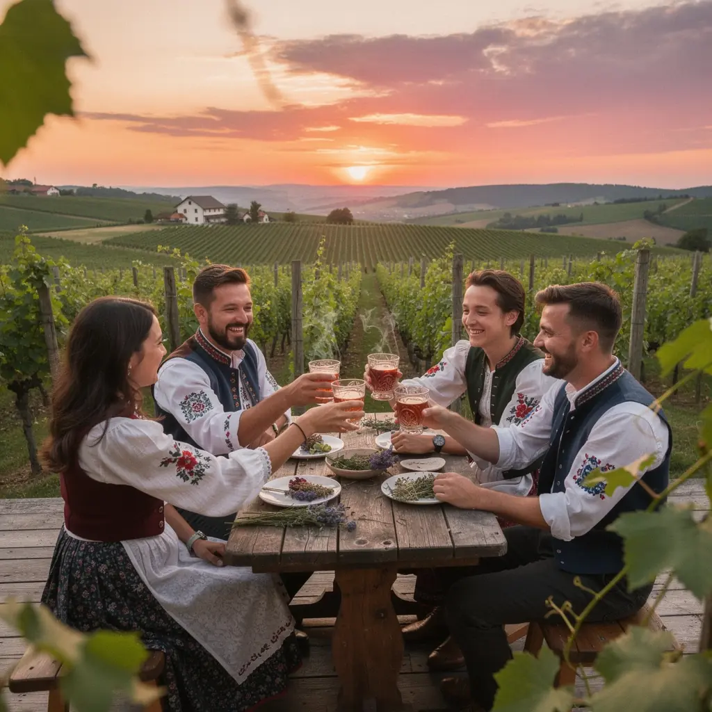 Tradičná slovenská čajová súprava s dekoračnými vzormi