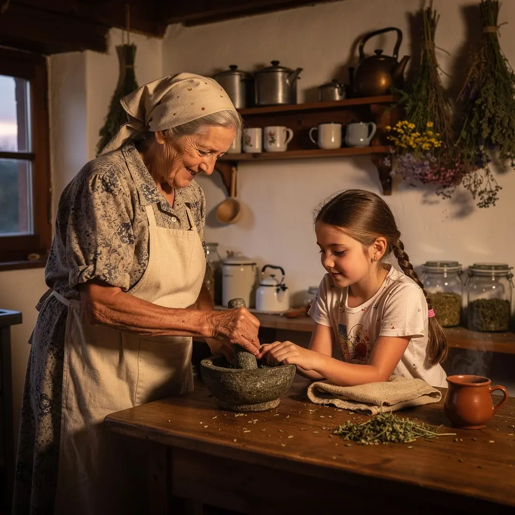 Záber na proces prípravy čaju s čerstvými bylinkami a vodou v kanvici